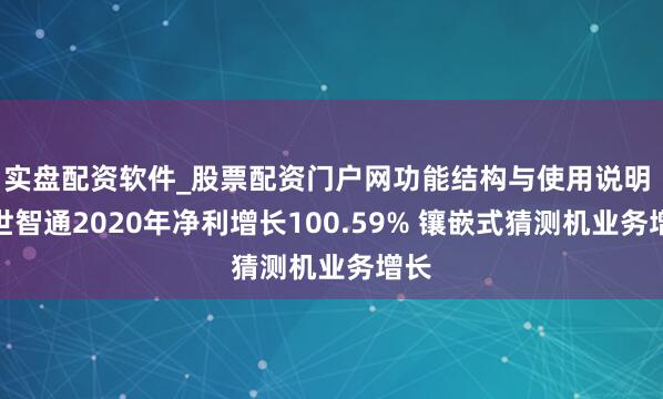 实盘配资软件_股票配资门户网功能结构与使用说明 捷世智通2020年净利增长100.59% 镶嵌式猜测机业务增长